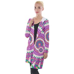 Mandala Geometric Pattern Shapes Hooded Pocket Cardigan