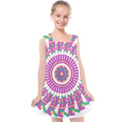 Mandala Geometric Pattern Shapes Kids  Cross Back Dress by Pakrebo