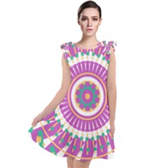 Mandala Geometric Pattern Shapes Tie Up Tunic Dress