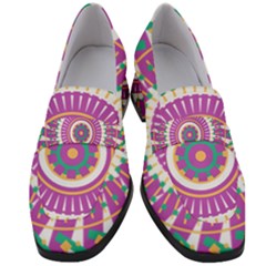 Mandala Geometric Pattern Shapes Women s Chunky Heel Loafers