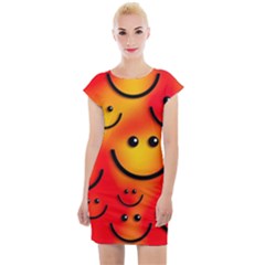 Smile Smiling Face Happy Cute Cap Sleeve Bodycon Dress by Pakrebo