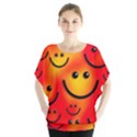 Smile Smiling Face Happy Cute Batwing Chiffon Blouse View1