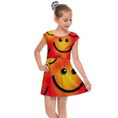 Smile Smiling Face Happy Cute Kids  Cap Sleeve Dress by Pakrebo