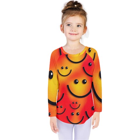 Smile Smiling Face Happy Cute Kids  Long Sleeve Tee by Pakrebo