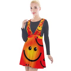 Smile Smiling Face Happy Cute Plunge Pinafore Velour Dress