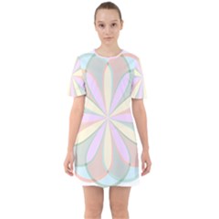 Flower Stained Glass Window Symmetry Sixties Short Sleeve Mini Dress by Pakrebo