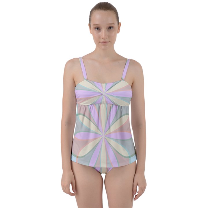 Flower Stained Glass Window Symmetry Twist Front Tankini Set