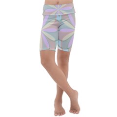 Flower Stained Glass Window Symmetry Kids  Lightweight Velour Cropped Yoga Leggings