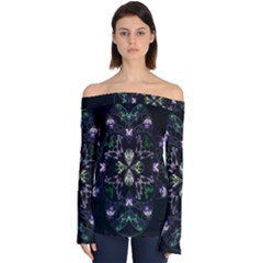 Fractal Fractal Art Texture Off Shoulder Long Sleeve Top