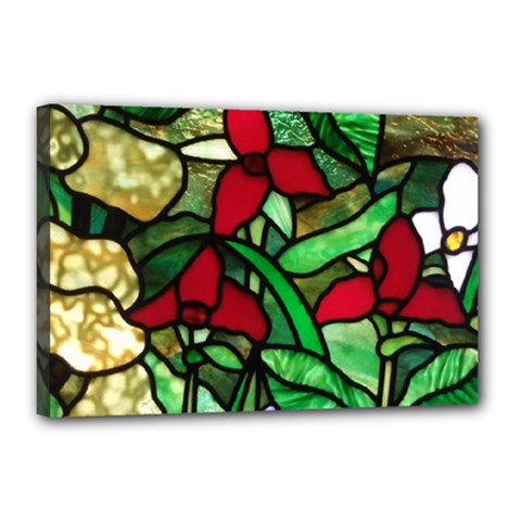 Stained Glass Art Window Church Canvas 18  X 12  (stretched) by Pakrebo