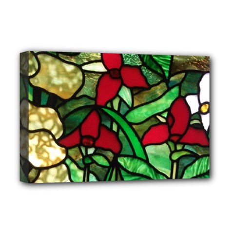 Stained Glass Art Window Church Deluxe Canvas 18  X 12  (stretched) by Pakrebo