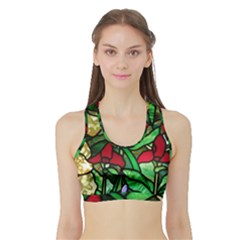 Stained Glass Art Window Church Sports Bra With Border by Pakrebo