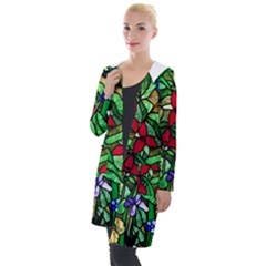 Stained Glass Art Window Church Hooded Pocket Cardigan