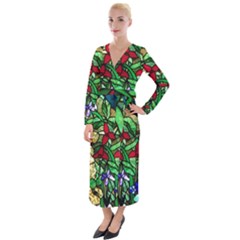 Stained Glass Art Window Church Velvet Maxi Wrap Dress by Pakrebo