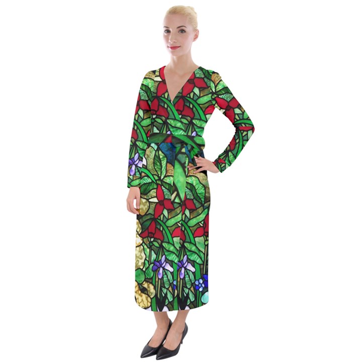 Stained Glass Art Window Church Velvet Maxi Wrap Dress