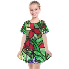 Stained Glass Art Window Church Kids  Smock Dress by Pakrebo