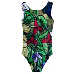 Stained Glass Art Window Church Kids  Cut-out Back One Piece Swimsuit by Pakrebo