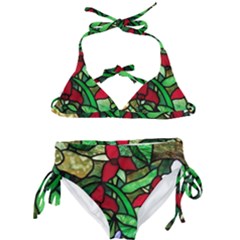 Stained Glass Art Window Church Kids  Classic Bikini Set by Pakrebo