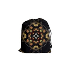 Fractal Stained Glass Ornate Drawstring Pouch (small) by Pakrebo