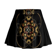 Fractal Stained Glass Ornate Mini Flare Skirt by Pakrebo