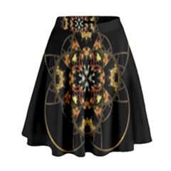 Fractal Stained Glass Ornate High Waist Skirt by Pakrebo