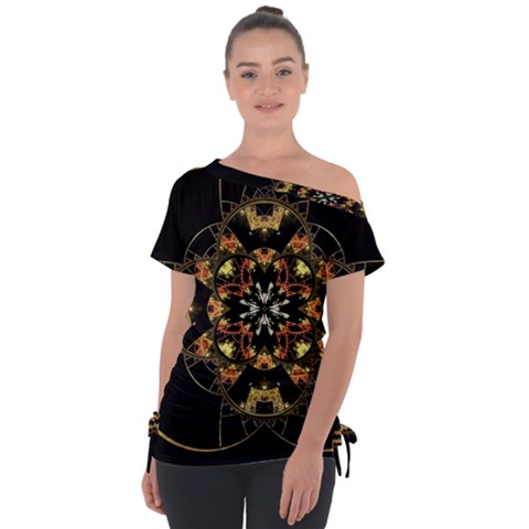 Fractal Stained Glass Ornate Tie-up Tee by Pakrebo