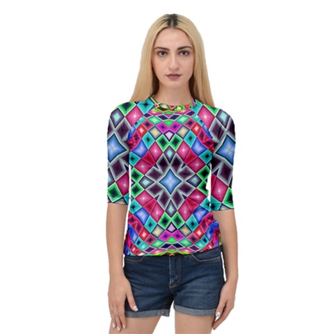 Kaleidoscope Pattern Sacred Geometry Quarter Sleeve Raglan Tee by Pakrebo