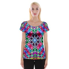 Kaleidoscope Pattern Sacred Geometry Cap Sleeve Top by Pakrebo