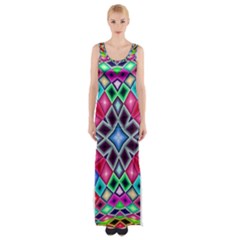 Kaleidoscope Pattern Sacred Geometry Maxi Thigh Split Dress by Pakrebo