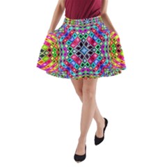 Kaleidoscope Pattern Sacred Geometry A-line Pocket Skirt by Pakrebo