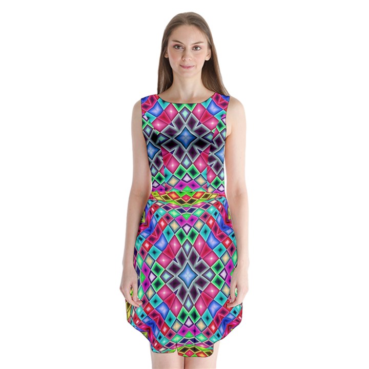 Kaleidoscope Pattern Sacred Geometry Sleeveless Chiffon Dress  