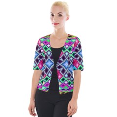 Kaleidoscope Pattern Sacred Geometry Cropped Button Cardigan by Pakrebo