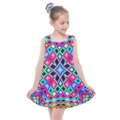 Kaleidoscope Pattern Sacred Geometry Kids  Summer Dress by Pakrebo