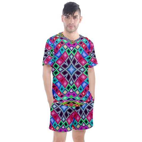 Kaleidoscope Pattern Sacred Geometry Men s Mesh Tee And Shorts Set by Pakrebo