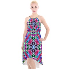 Kaleidoscope Pattern Sacred Geometry High-low Halter Chiffon Dress  by Pakrebo