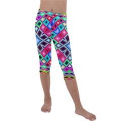 Kaleidoscope Pattern Sacred Geometry Kids  Lightweight Velour Capri Leggings 