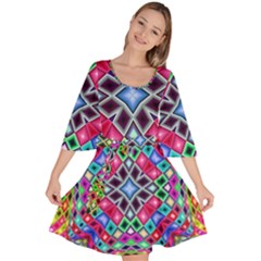 Kaleidoscope Pattern Sacred Geometry Velour Kimono Dress