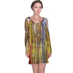 Stained Glass Window Colorful Long Sleeve Nightdress by Pakrebo