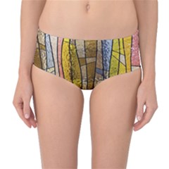 Stained Glass Window Colorful Mid-waist Bikini Bottoms by Pakrebo