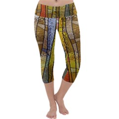 Stained Glass Window Colorful Capri Yoga Leggings by Pakrebo