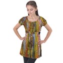 Stained Glass Window Colorful Puff Sleeve Tunic Top View1