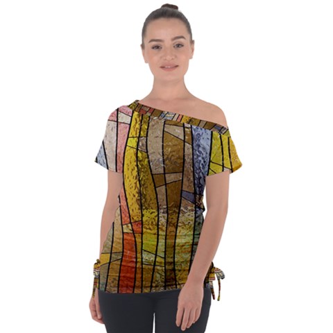 Stained Glass Window Colorful Tie-up Tee by Pakrebo