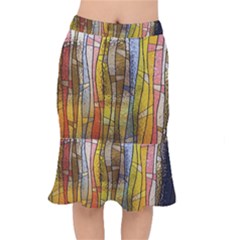 Stained Glass Window Colorful Mermaid Skirt by Pakrebo