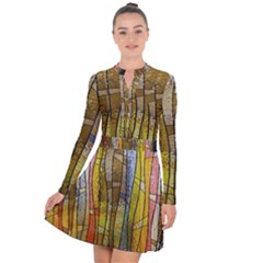 Stained Glass Window Colorful Long Sleeve Panel Dress by Pakrebo