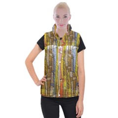 Stained Glass Window Colorful Women s Button Up Vest by Pakrebo