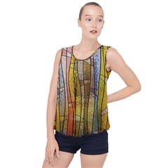 Stained Glass Window Colorful Bubble Hem Chiffon Tank Top