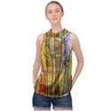 Stained Glass Window Colorful High Neck Satin Top View1