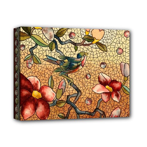 Flower Cubism Mosaic Vintage Deluxe Canvas 14  X 11  (stretched) by Pakrebo