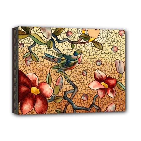 Flower Cubism Mosaic Vintage Deluxe Canvas 16  X 12  (stretched)  by Pakrebo