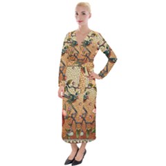 Flower Cubism Mosaic Vintage Velvet Maxi Wrap Dress